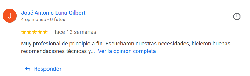 Review de Google Maps: José Antonio Luna Gilbert - Muy profesional
