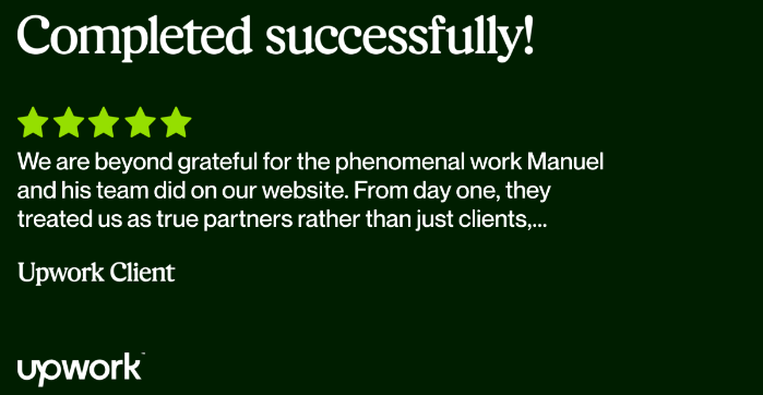 Review de Upwork: We are beyond grateful for the phenomenal work