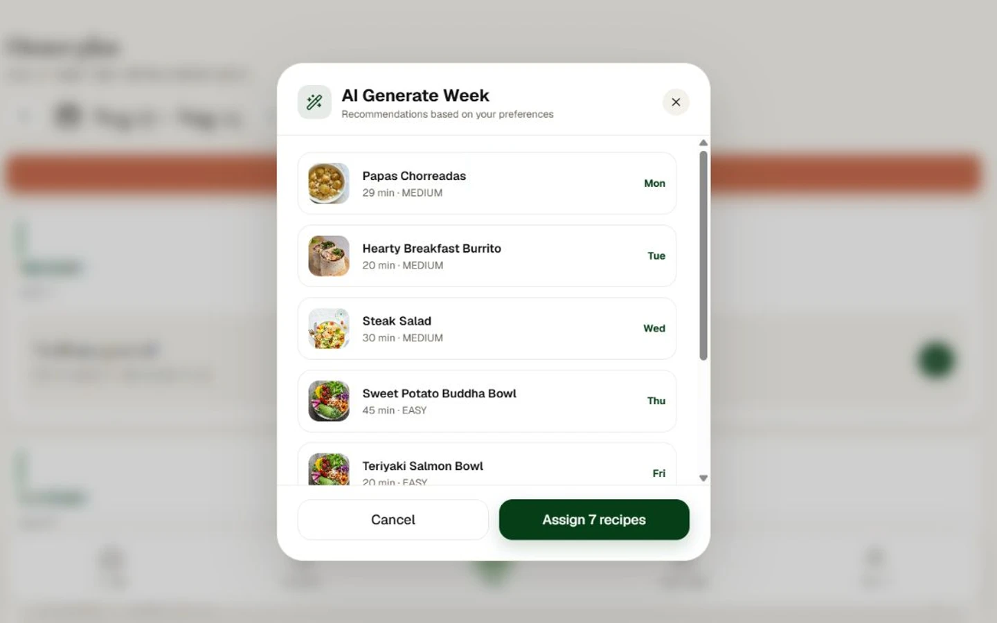 Aplicación de planificación semanal de comidas asistida por inteligencia artificial
