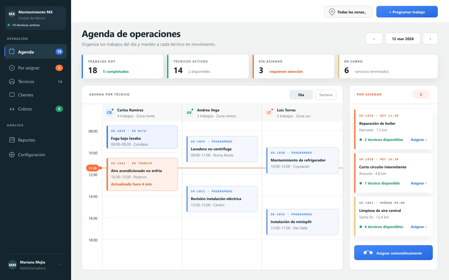 Centro de operaciones para empresas de servicios del hogar